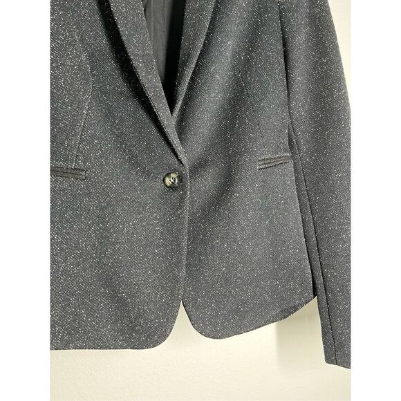 Esprit Black Gray Twill Blazer Suit Size 8 One Button Patches on sleeves - Picture 3 of 16